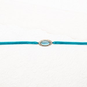 Velvet Marin Choker Ocean Blue Velvet Necklace Choker with Stone image 2