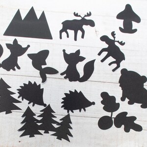Double-sided Black Paper Forest Mountain Animals Cutouts Shapes, DIY Projects