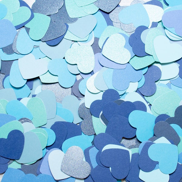 Double-sided Paper Mix Blue Color Hearts Confetti For Wedding Table Decoration