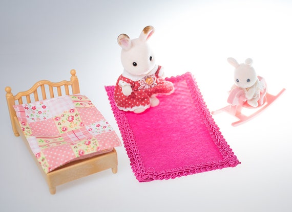 Dolls House Miniature Floor Covering Mat Rug Pink Butterfly Room Accessory