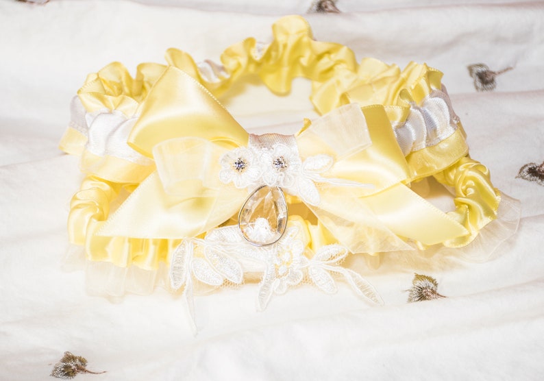 Legs Ring Wedding Accessories Wedding Leg Garter 2 pcs pair Pastel Yellow Bridal Garters with Crystal