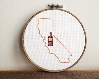 State Cross Stitch--California/Red Wine