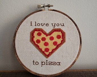 I love you to pizza Cross Stitch