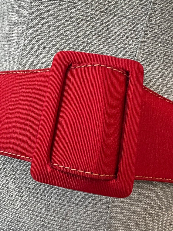Vintage red/tan topstitching waist belt - image 2