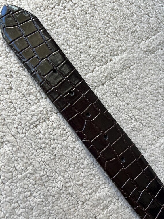 Vintage Trafalgar, Dark Brown, Croc Embossed Leather Belt  display picture 2