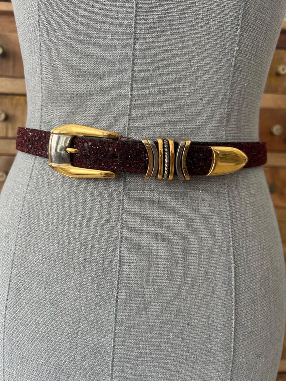 Vintage Bb Simon Burgundy Crystals Skinny Glam Belt SZ S - Etsy display picture 1