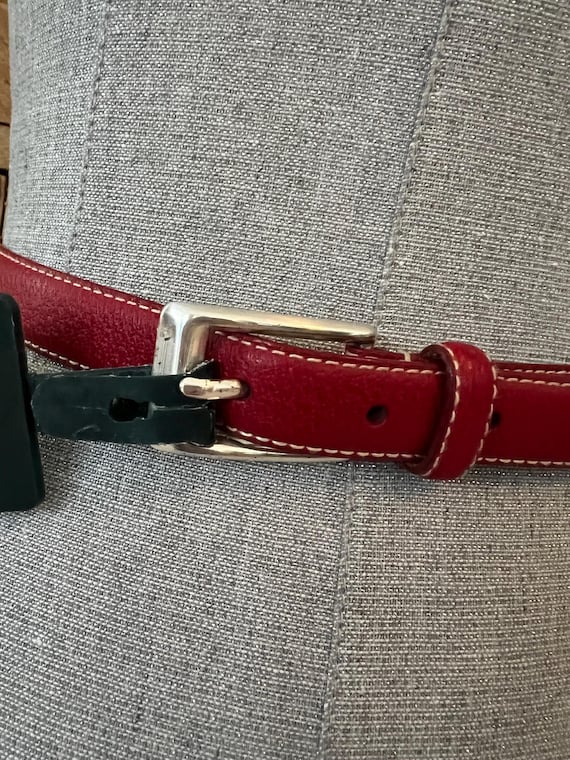 Lauren Ralph Lauren, Red Leather Skinny Belt - Etsy