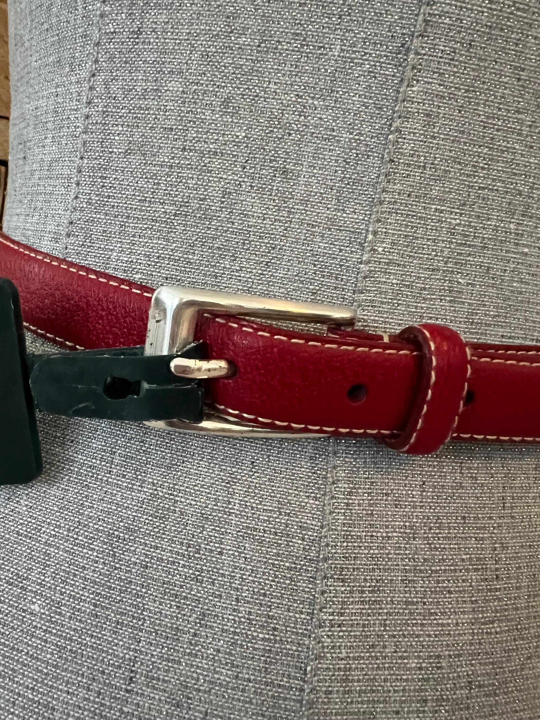 Lauren Ralph Lauren, Red Leather Skinny Belt - Etsy