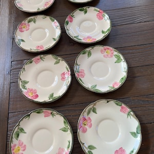 Vintage 1940’s DHMM  hand decorated numbered Franciscan ware saucer (8) set