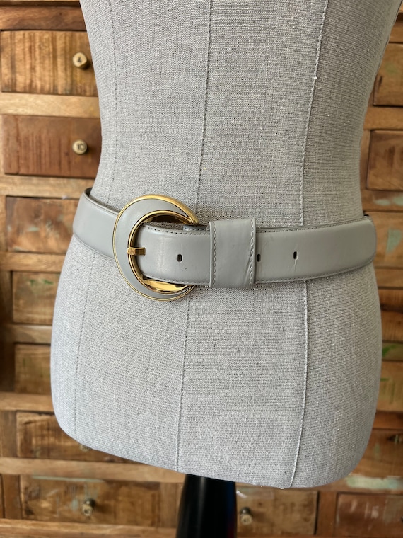 Vintage 80s Liz Claiborne Pale Gray Leather Waist Belt - Etsy