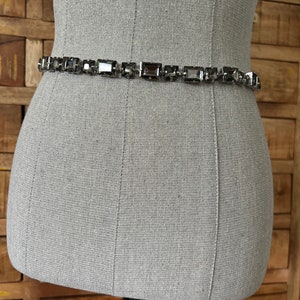 Vintage chain link square/rectangular alternating glass beads bling waist belt