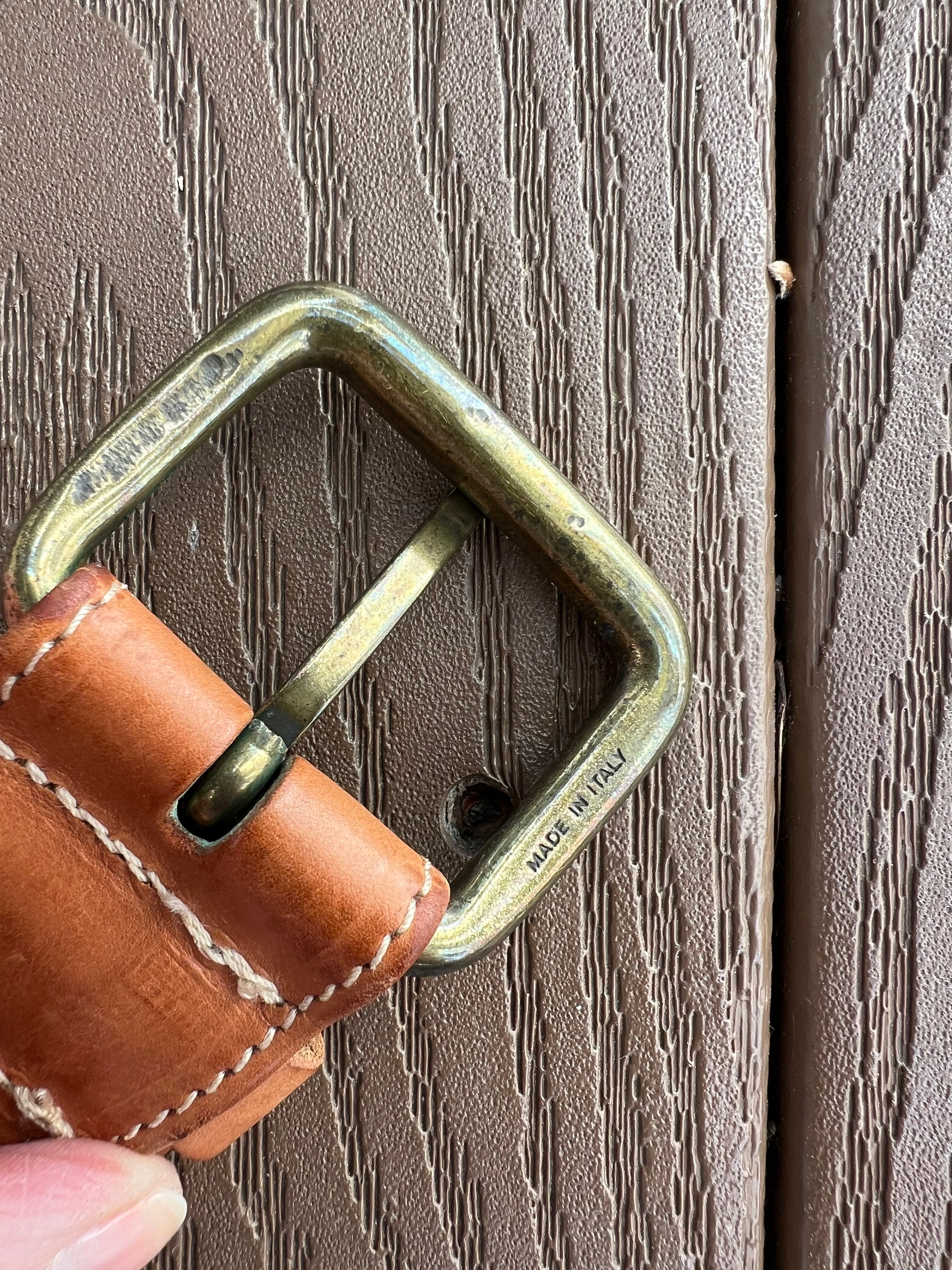 Vintage Sisley Brown Leather/tweed Material Italian Leather 