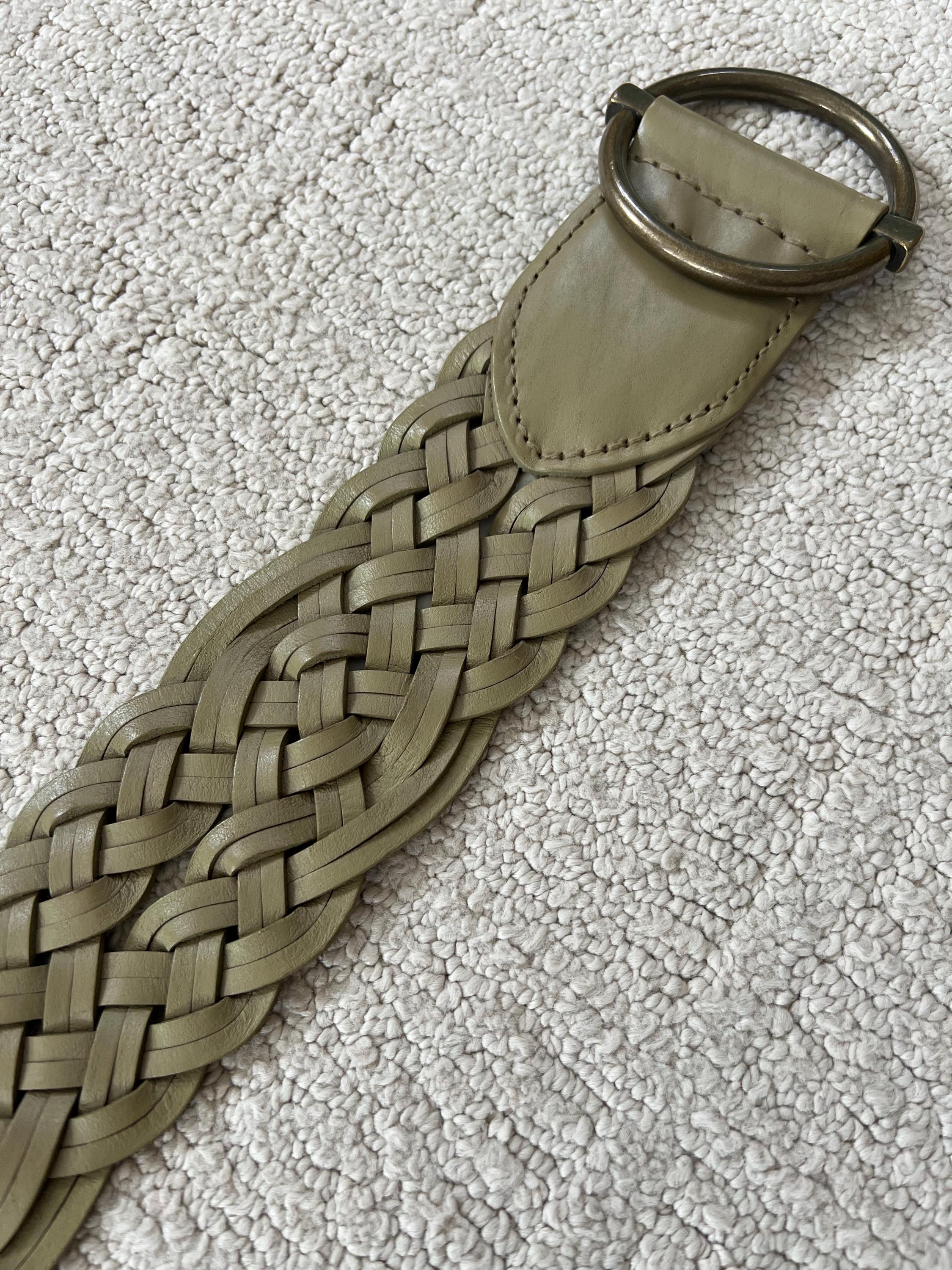 Talbots Taupe Braided-Loop Leather Belt with Leather wrapped buckle - M Taupe Braided Faux Leather Belt - All Accessories | Red Dress main image 3