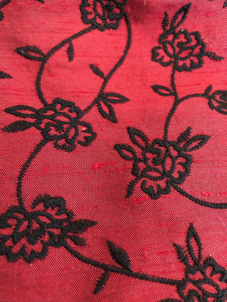 Vintage Ann Taylor silk red/Black and brighter floral mini skirt image 10