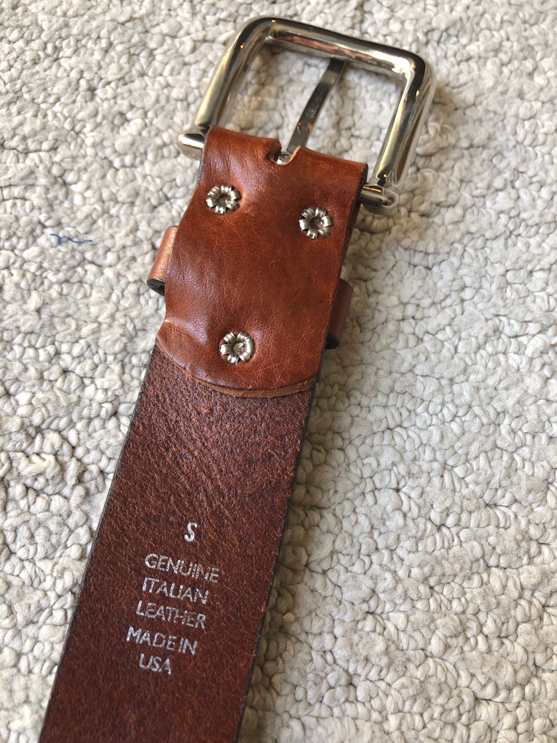 Vintage EXP Jeans Express Leather Flower Studded Gypsy Western Belt Brown Size L Vintage EXP Jeans Express Leather Italy Studded Gypsy  main image 2