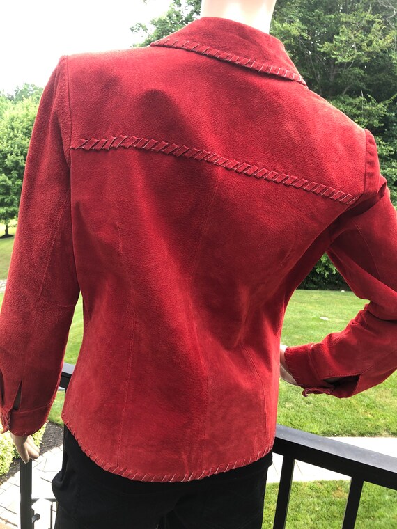 Brandon Thomas raspberry red suede braid trim jac… - image 3