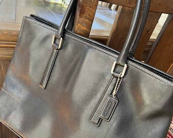 Vintage Coach Black Leather Business Tote 7757 - Etsy