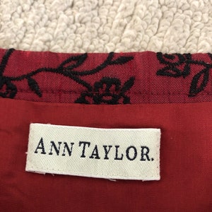 Vintage Ann Taylor silk red/Black and brighter floral mini skirt image 6