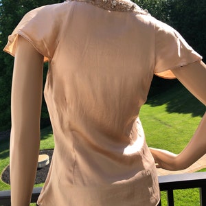 Vintage Tracy Reese champagne silk embellished Art Deco style top image 3