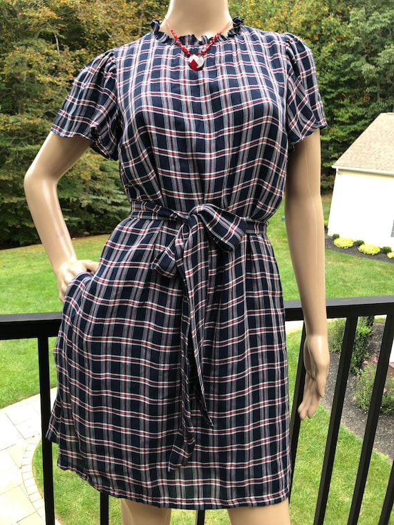 Retro Style Adorable Loft Plaid Tie Belted Dress - Etsy
