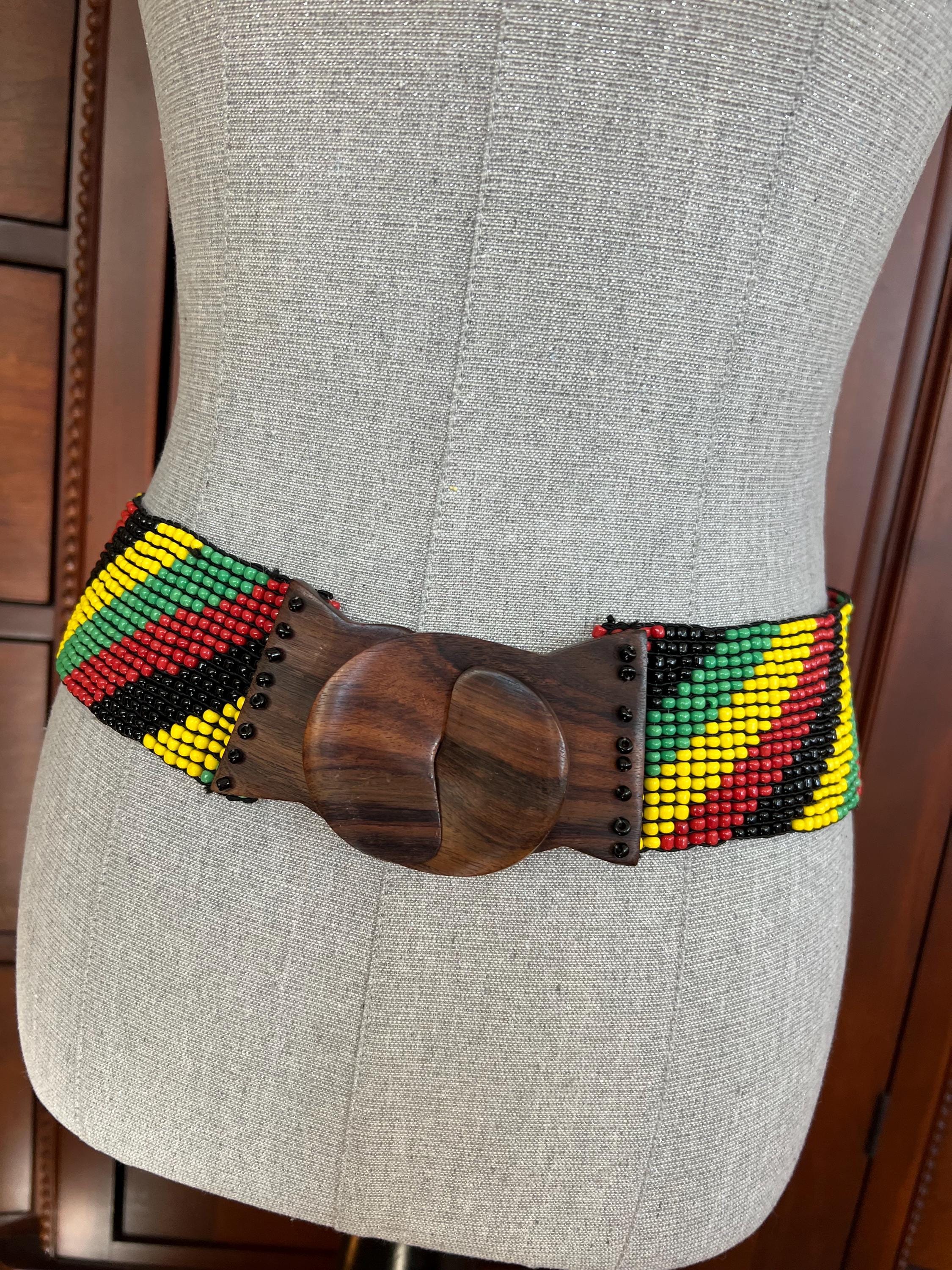Bohemian bead work, bright stretch belt idealway Bohemian Women Belts Wide Stretch Elastic Waist  main image 3