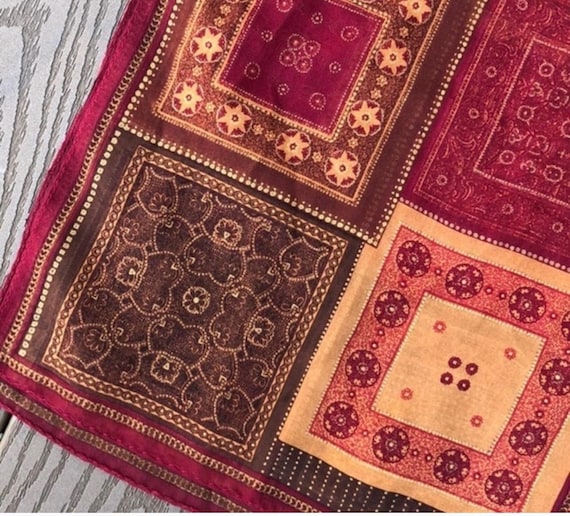 Vintage Halston geometric pattern, fall colors, o… - image 7