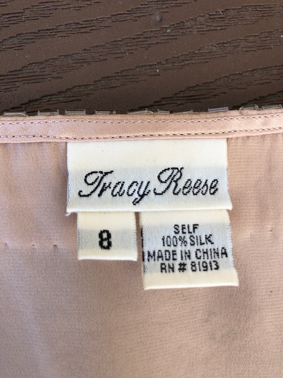 Vintage Tracy Reese champagne silk embellished Ar… - image 7