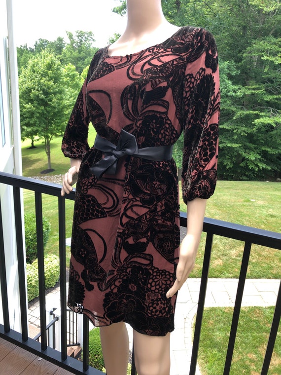 Hale Bob Brown Burnout Velvet Dress - Etsy Hale Bob Brown Burnout Velvet Dress - Etsy