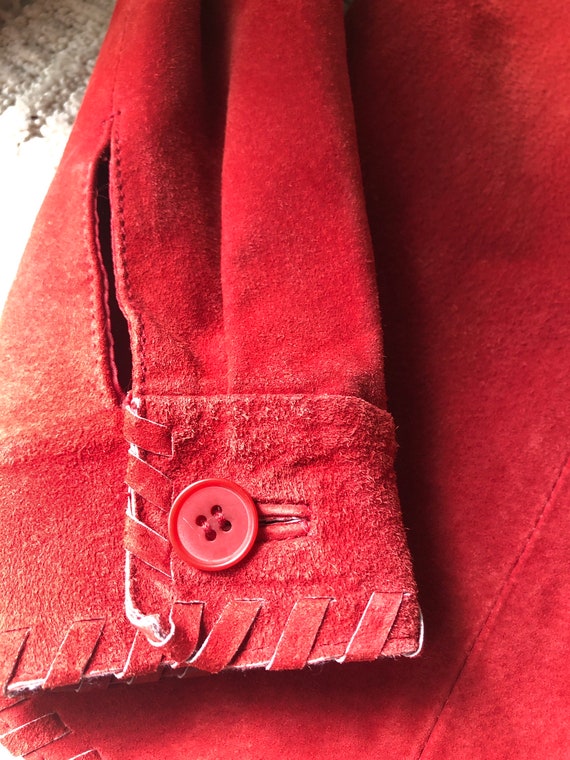 Brandon Thomas raspberry red suede braid trim jac… - image 10