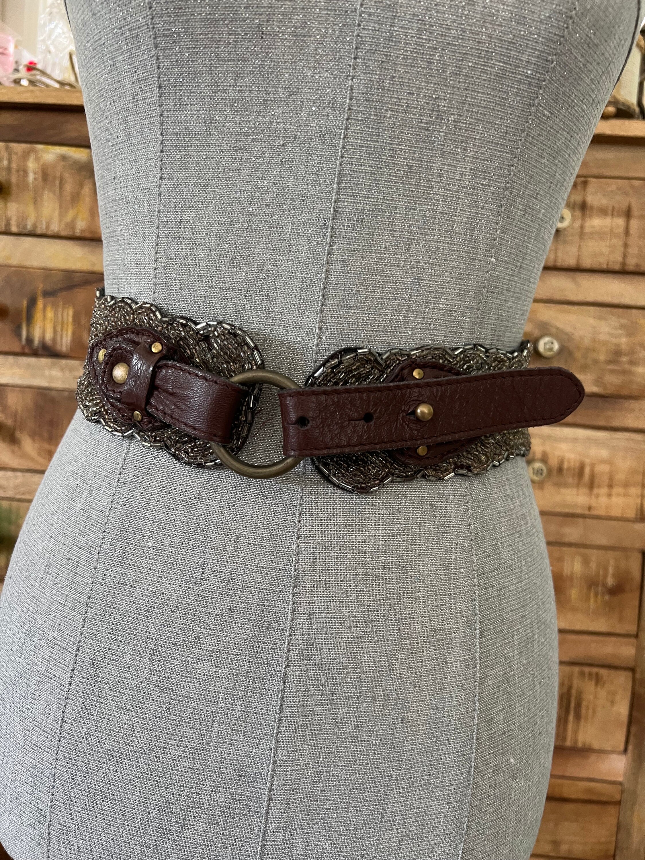 Vintage Y2K Anthropologie Jasper Jeera Genuine Leather Silver