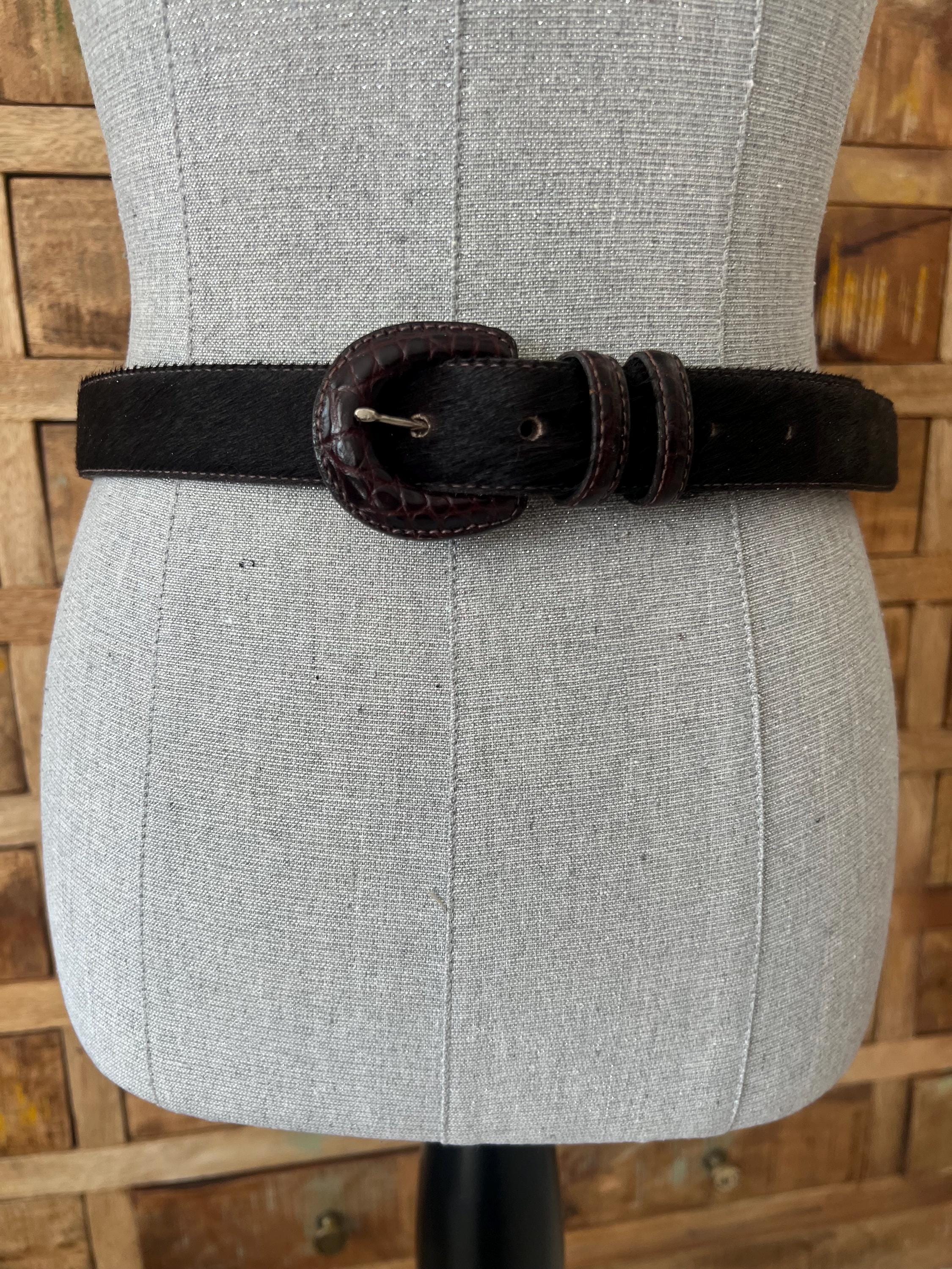 Vintage Tanner Genuine Leather Belt with Pony Hair Inlay - Size XL - Made in... Classic Pony Hair Leather Belt – Tibi Official main image 3