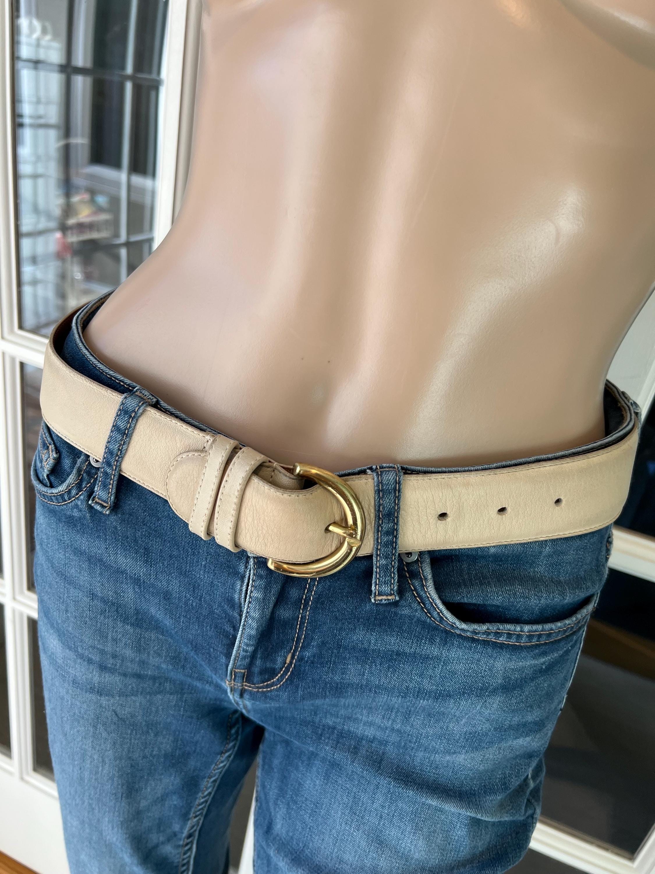 Vintage Coach Bone Glove Tanned Cowhide Belt With Brass  display picture 1