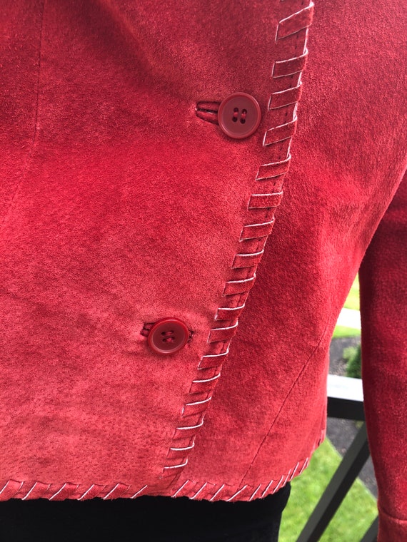 Brandon Thomas raspberry red suede braid trim jac… - image 5