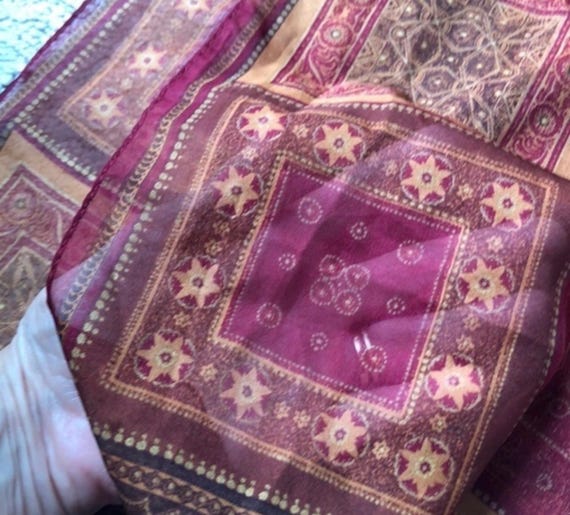 Vintage Halston geometric pattern, fall colors, o… - image 8