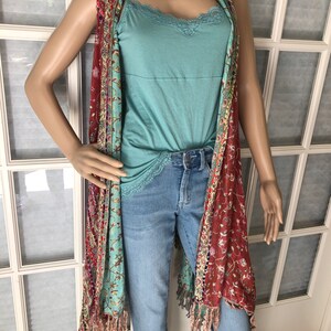 Soft surroundings Bohemian embroidered fringed wrap image 6