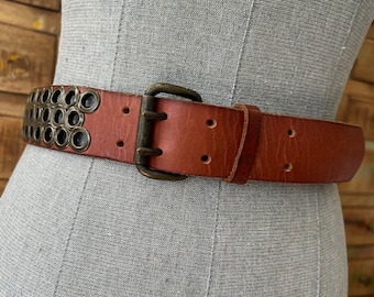 J. Crew Leather Belt Brown Woven X Detail Made in England M  display picture 1