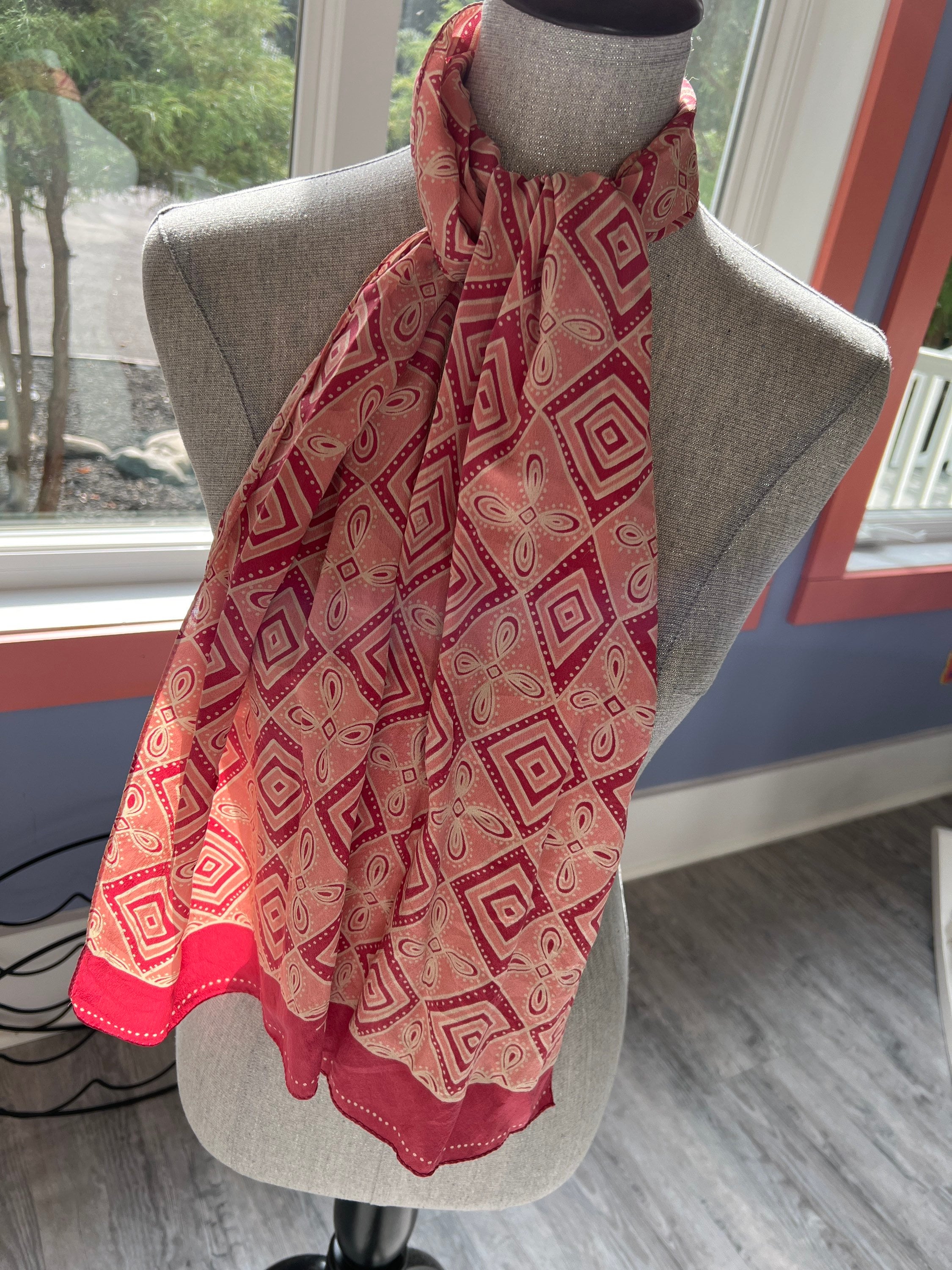 Talbots Vintage 90s Rose/ballet Pink Geo Print Silk