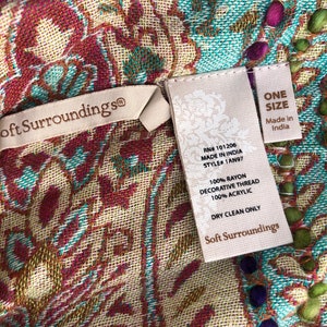 Soft surroundings Bohemian embroidered fringed wrap image 8