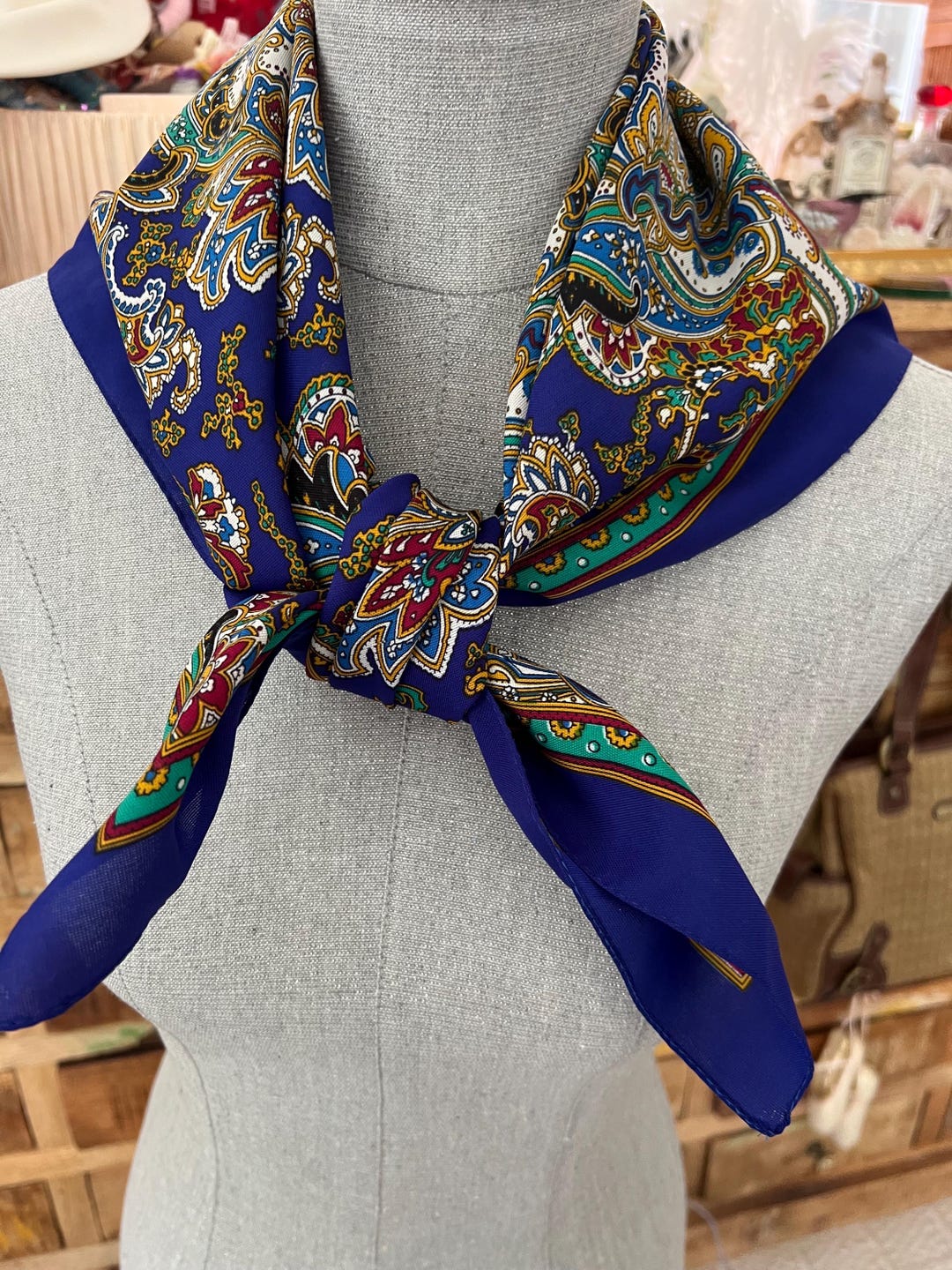 Paisley Print Square scarf | Paisley/Dusty Blue