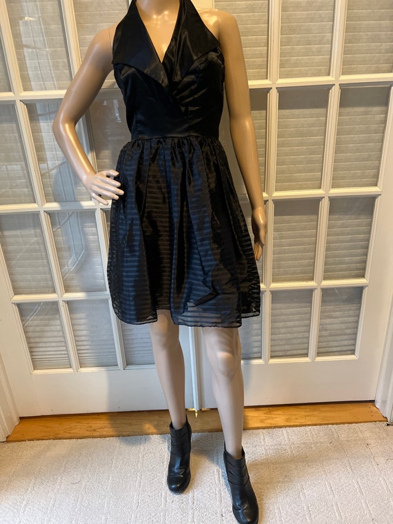 black halter cocktail dress knee length Peggy