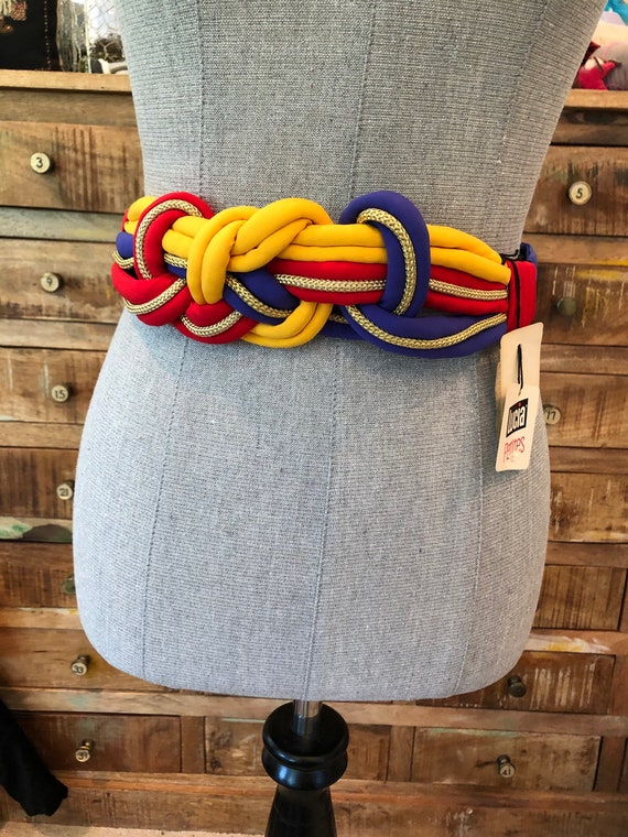 Vintage 80s Lucia Petites fabric woven waist belt 