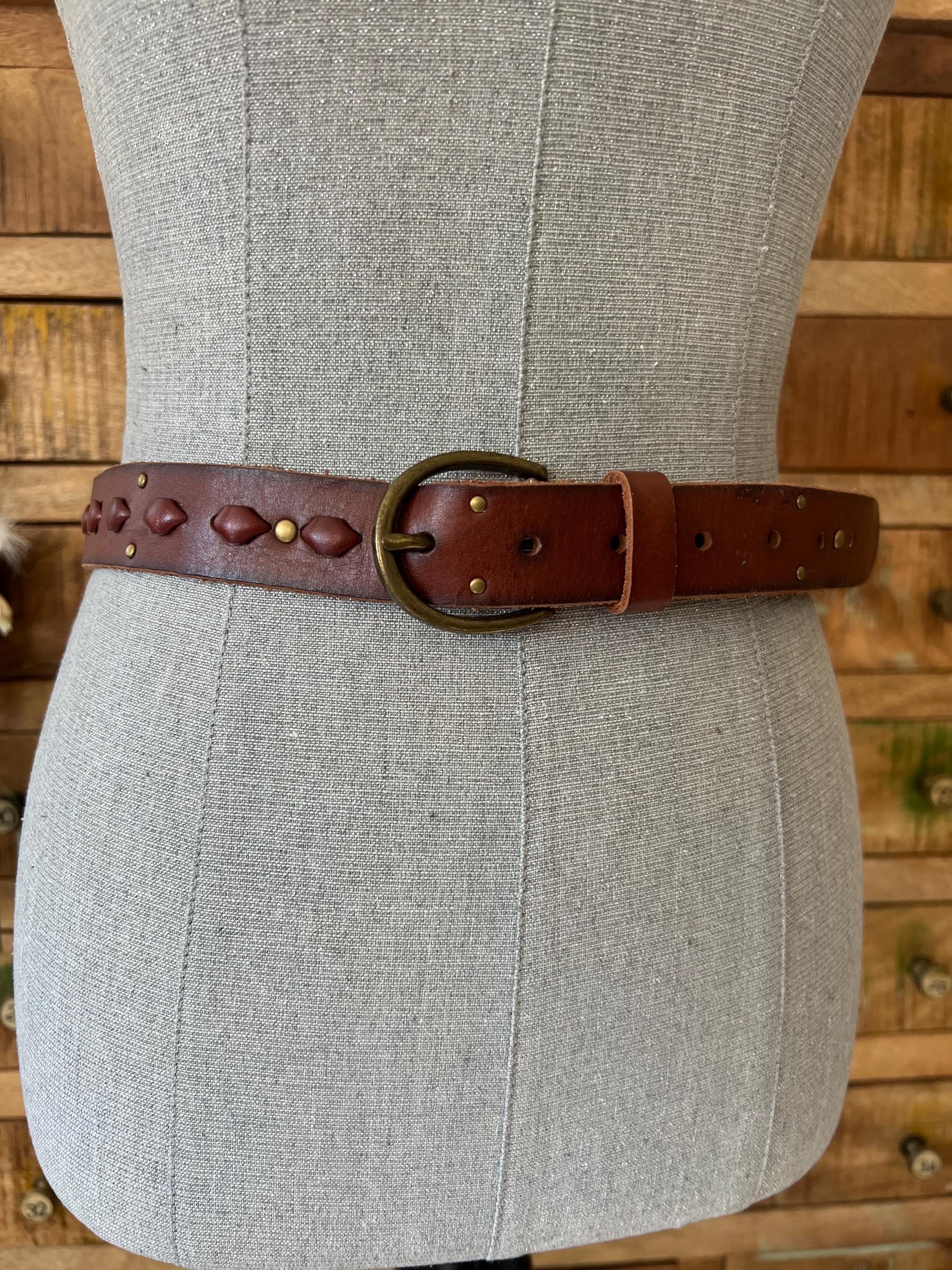 Vintage Y2K, American Eagle Brown Leather Studded Belt - Etsy display picture 1