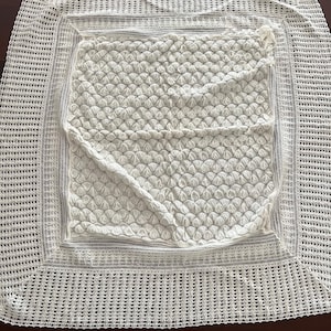 Ivory heirloom christening baby blanket