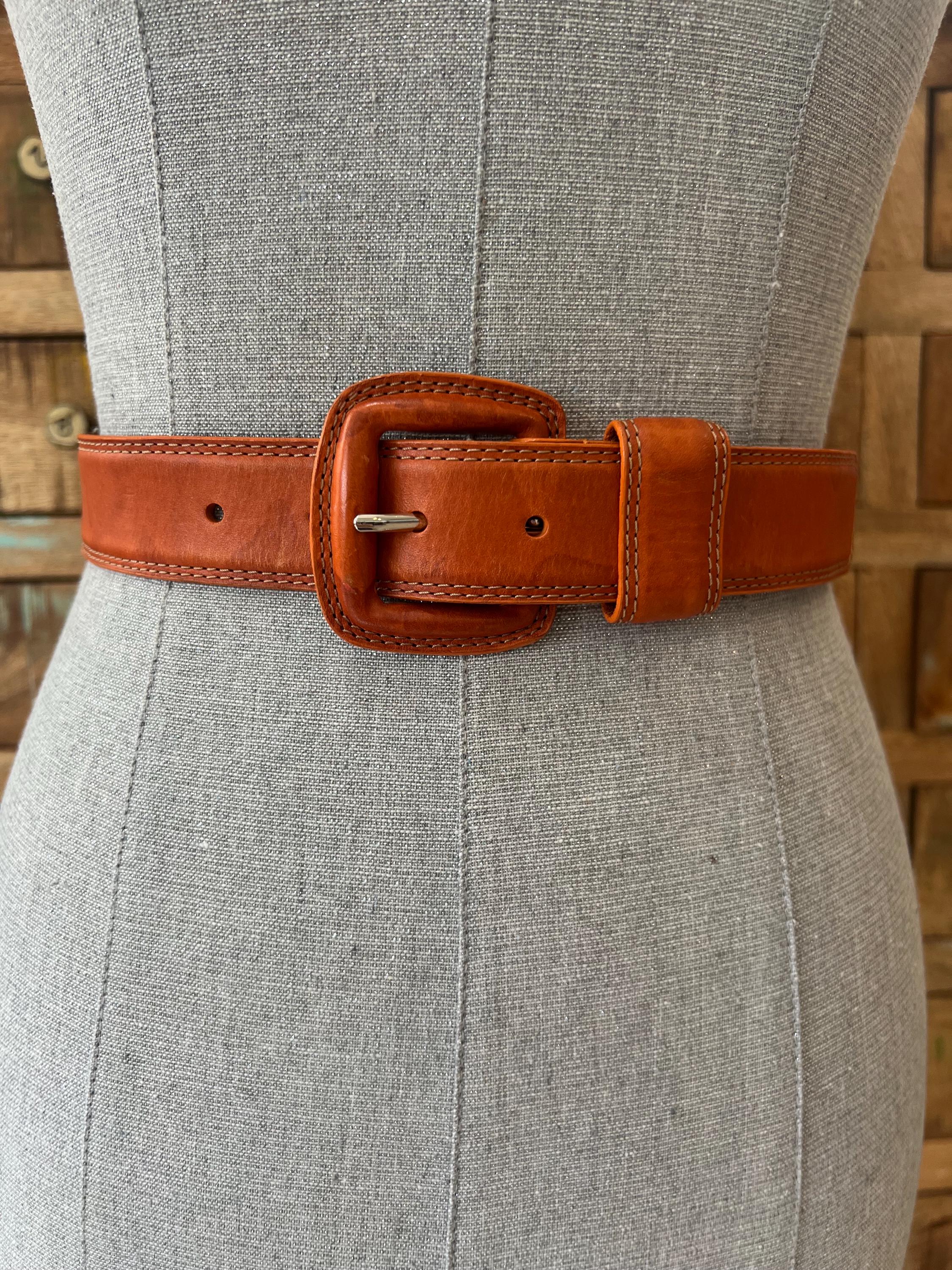 Vintage Linea Pelle Brown Genuine Leather Belt Linea Pelle Vintage Brown (Whiskey) Woven & Studded... | Depop main image 4