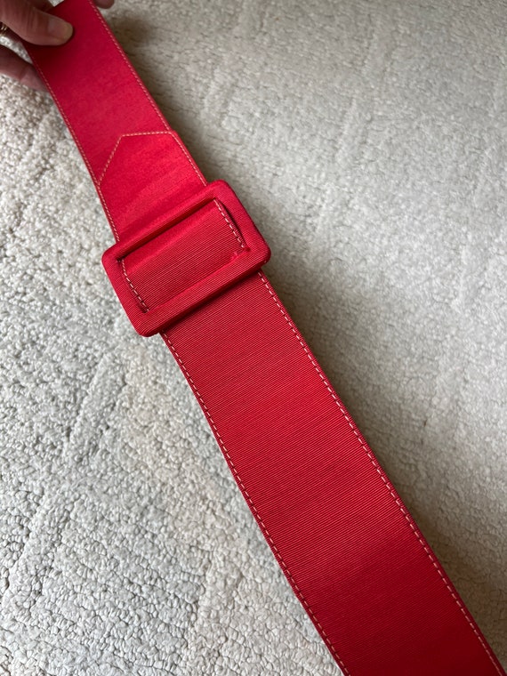 Vintage red/tan topstitching waist belt - image 9