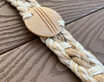 Ceinture Femme En Jute élastique Beige - Vintage, Neuf Sans étiquette, Taille 100