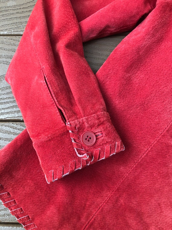 Brandon Thomas raspberry red suede braid trim jac… - image 8