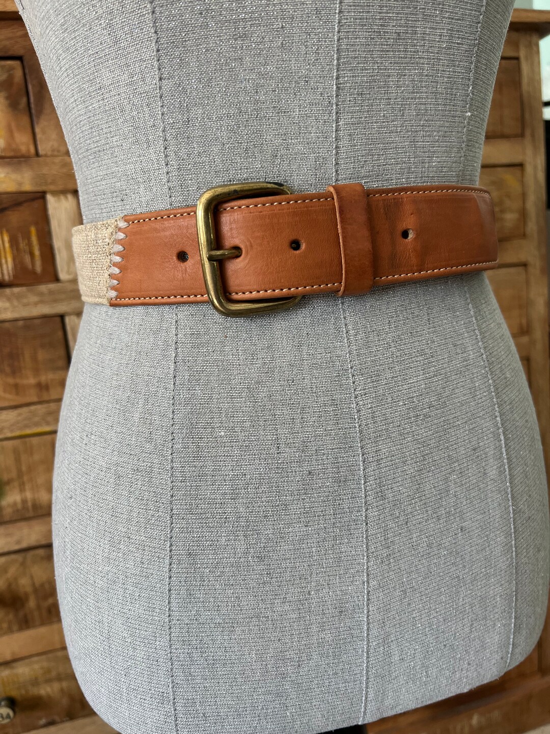 Vintage Sisley Brown Leather/tweed Material Italian Leather  display picture 3