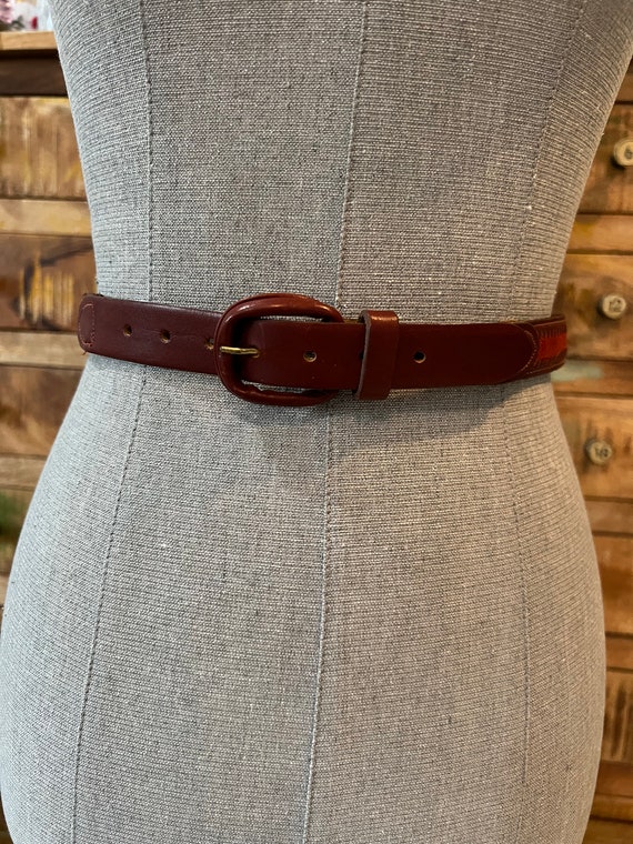 Vintage unique brown/rust leather suede waist belt