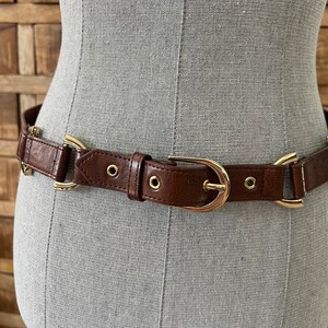 Vintage Brown Vegan Leather/gold Metal Link Belt - Etsy display picture 1